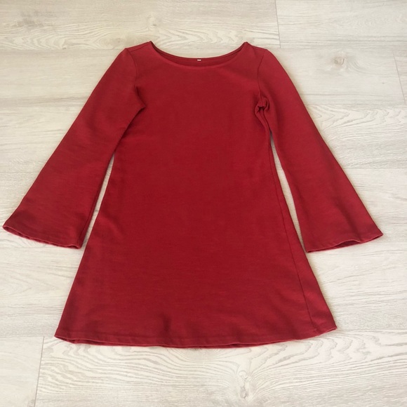 SheIn Cotton Red Long Bell Sleeve Shift Dress - Picture 8 of 16